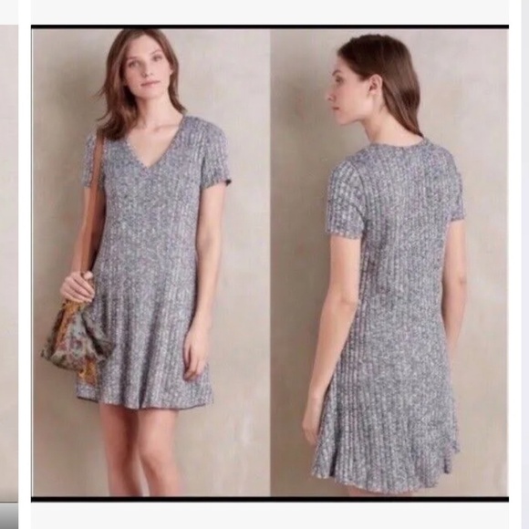 Anthropologie Dolan Left Coast Dress Ribbed Knit Swing Dress Short Sleeve V-Neck - Picture 10 of 10